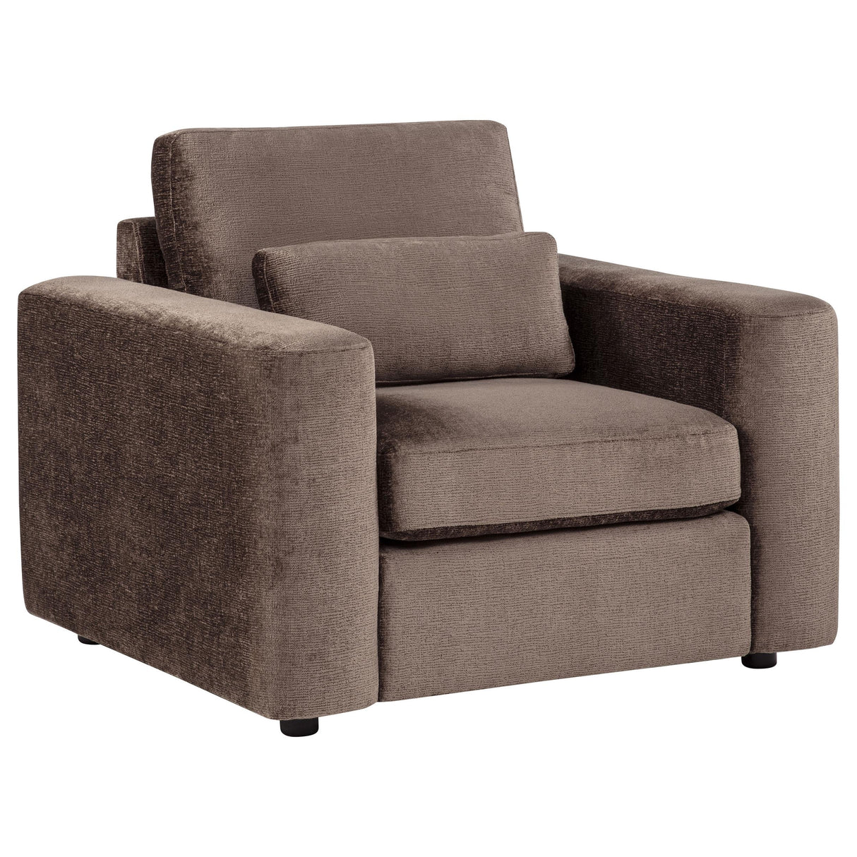 Amador Chocolate Chenille Upholstered Track Arm Accent Chair from Coaster - Luna Furniture