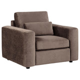 Amador Chocolate Chenille Upholstered Track Arm Accent Chair from Coaster - Luna Furniture