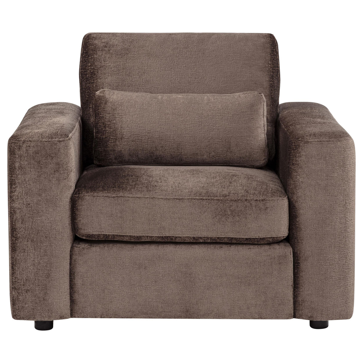 Amador Chocolate Chenille Upholstered Track Arm Accent Chair from Coaster - Luna Furniture