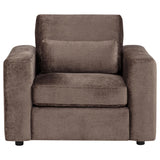 Amador Chocolate Chenille Upholstered Track Arm Accent Chair from Coaster - Luna Furniture