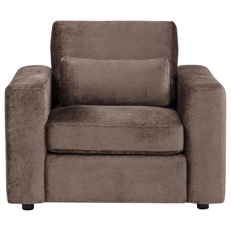 Amador Chocolate Chenille Upholstered Track Arm Accent Chair from Coaster - Luna Furniture