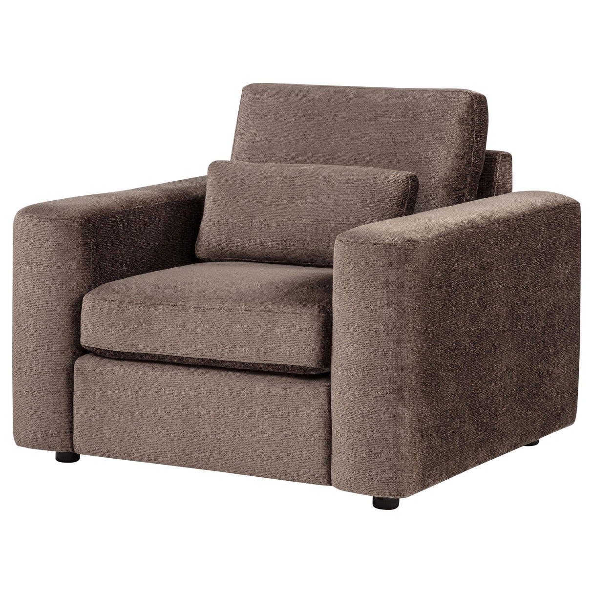 Amador Chocolate Chenille Upholstered Track Arm Accent Chair from Coaster - Luna Furniture