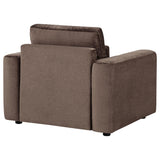 Amador Chocolate Chenille Upholstered Track Arm Accent Chair from Coaster - Luna Furniture