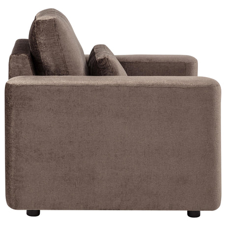 Amador Chocolate Chenille Upholstered Track Arm Accent Chair from Coaster - Luna Furniture