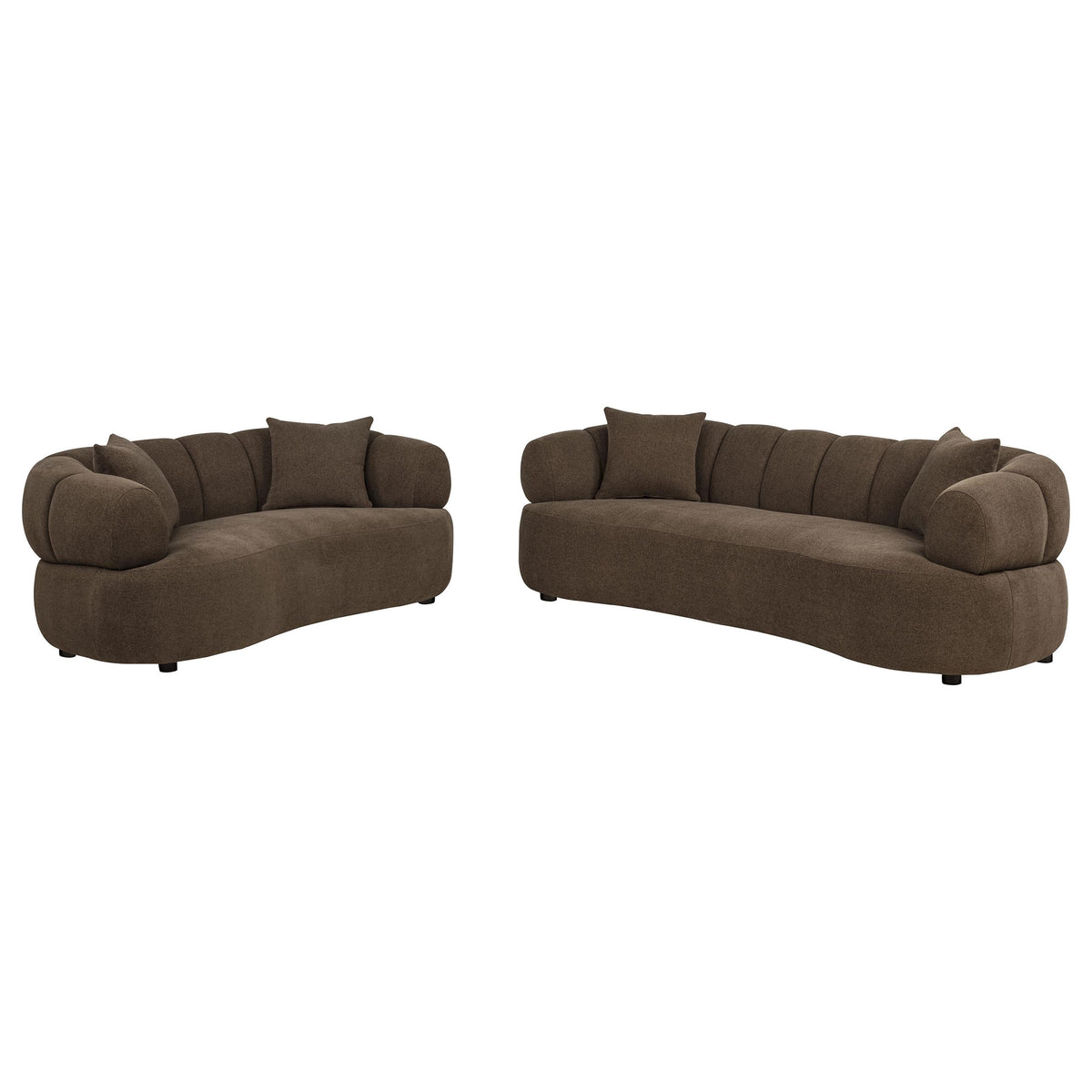 Casarin Brown Fabric Channel-Back Contemporary Living Room Set