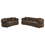 Casarin Brown Fabric Channel-Back Contemporary Living Room Set