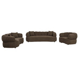 Casarin Brown Fabric Channel-Back Contemporary Living Room Set