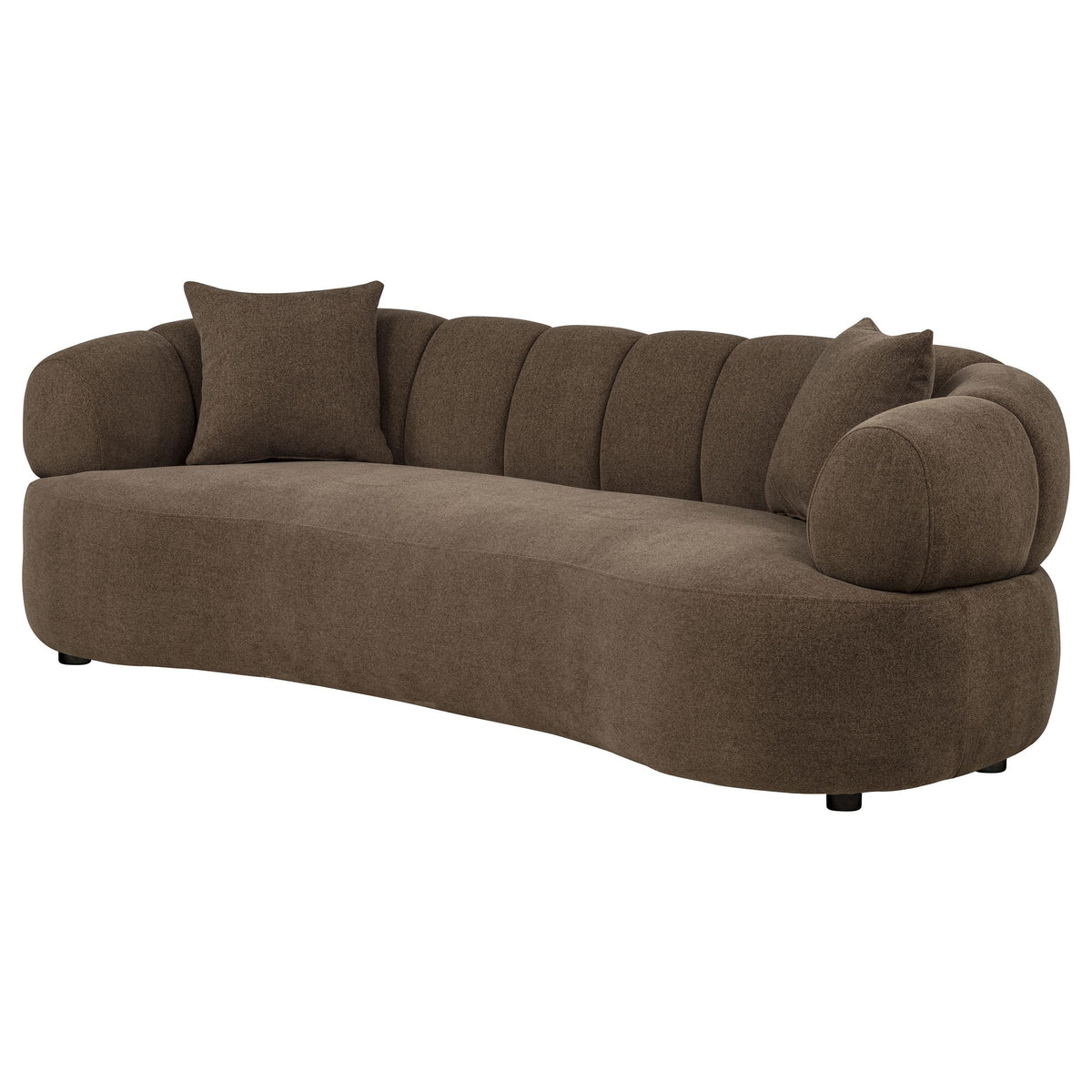 Casarin Brown Fabric Channel-Back Sofa