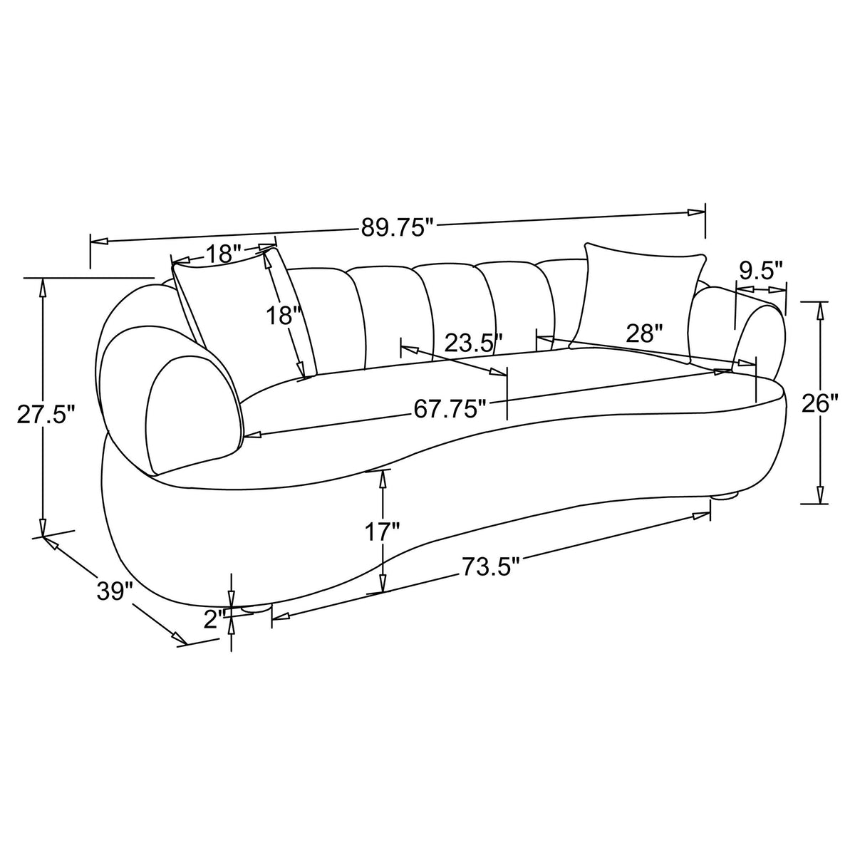 Casarin Brown Fabric Channel-Back Sofa