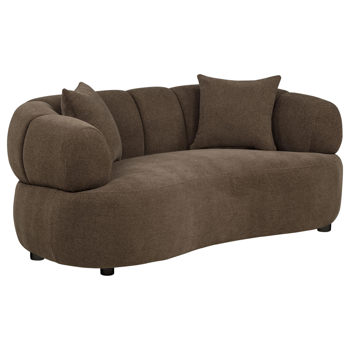 Casarin Brown Fabric Channel-Back Loveseat