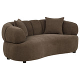 Casarin Brown Fabric Channel-Back Loveseat