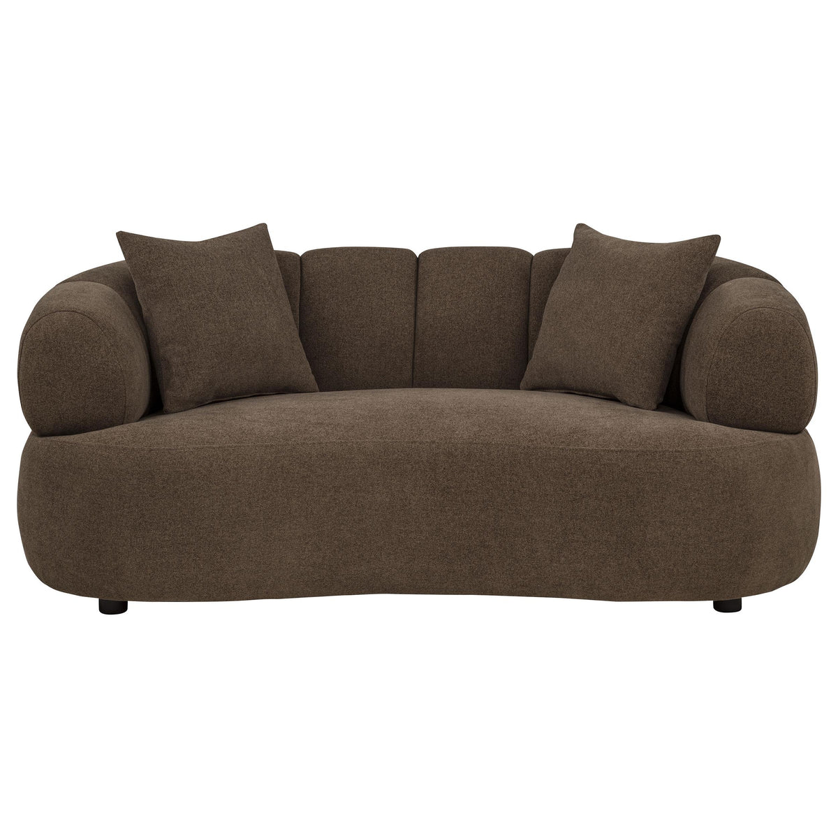 Casarin Brown Fabric Channel-Back Loveseat