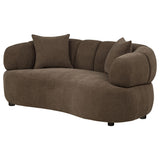 Casarin Brown Fabric Channel-Back Loveseat