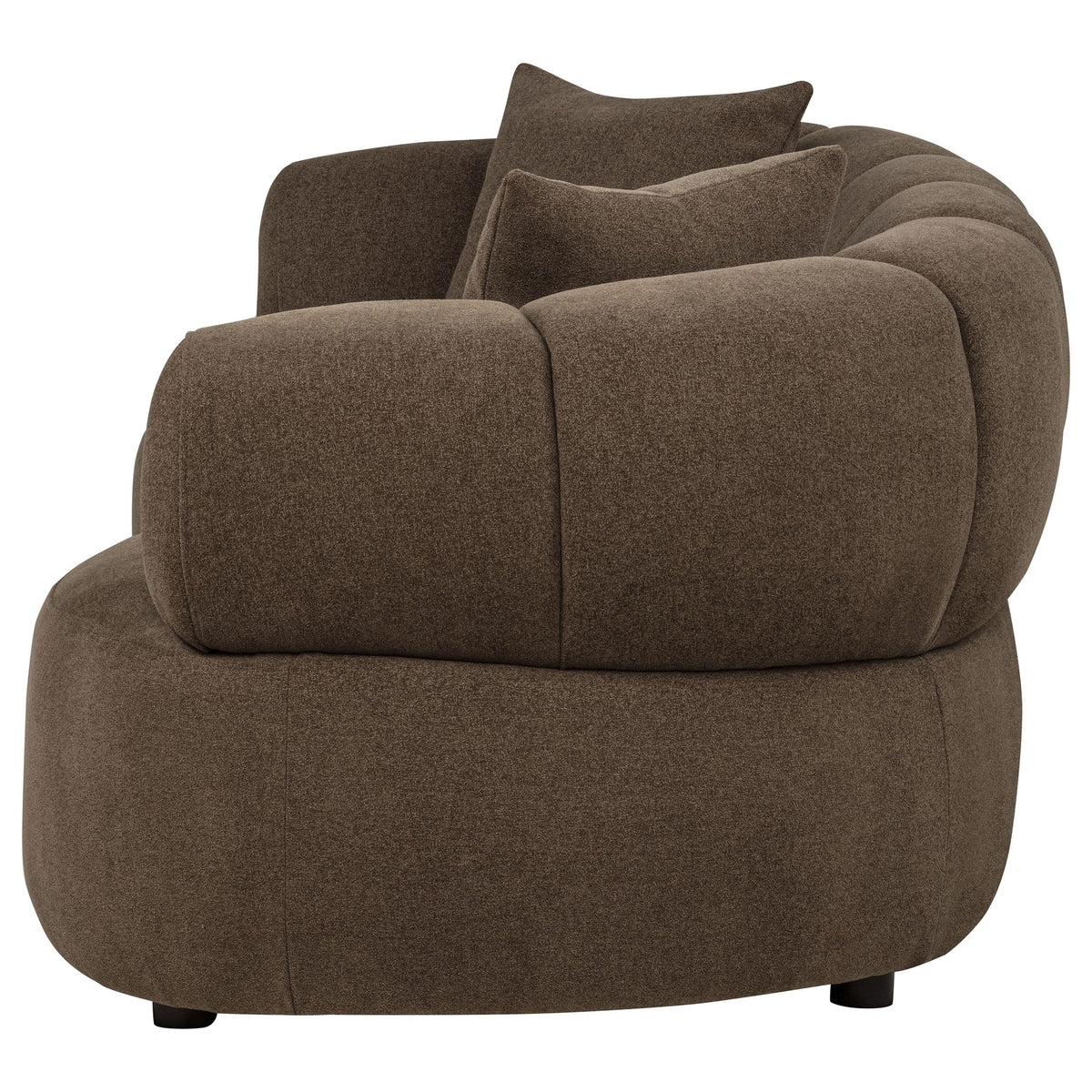 Casarin Brown Fabric Channel-Back Loveseat