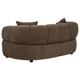 Casarin Brown Fabric Channel-Back Loveseat