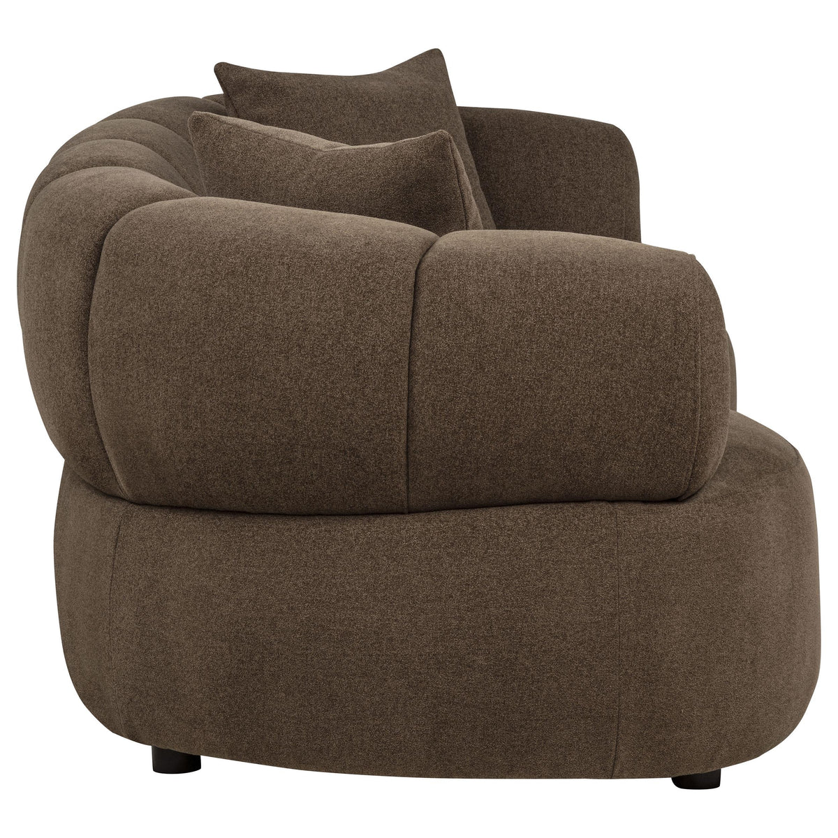Casarin Brown Fabric Channel-Back Loveseat