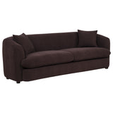 Delroy Aubergine Polyester Upholstery 3-Seat Stationary Sofa