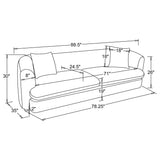 Delroy Aubergine Polyester Upholstery 3-Seat Stationary Sofa