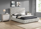 Flory Dove King Upholstered Platform Bed from Crown Mark - Luna Furniture