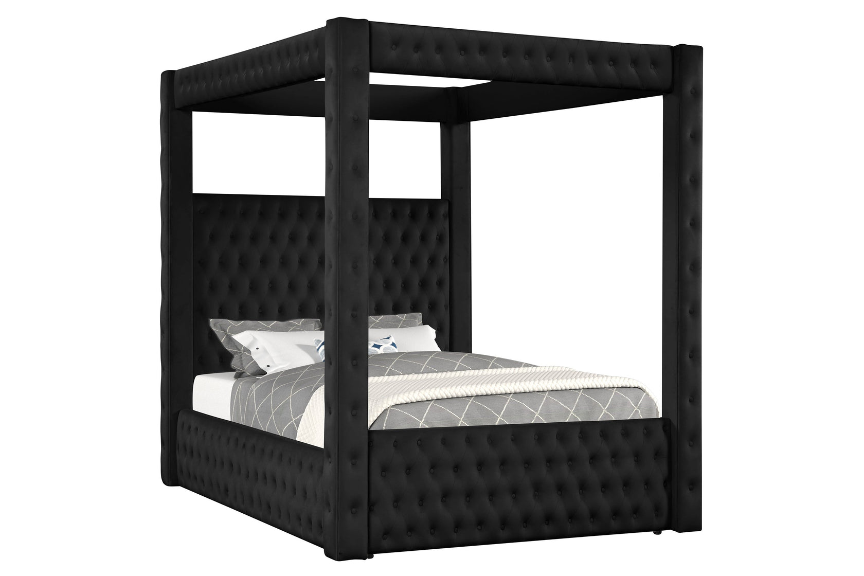 Annabelle Black Velvet Queen Canopy Bed from Crown Mark - Luna Furniture