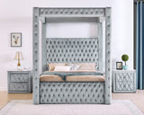 Annabelle Gray Velvet King Canopy Bed from Crown Mark - Luna Furniture