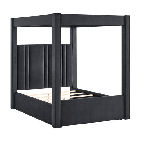 Jayla Black Velvet King Canopy Bed from Crown Mark - Luna Furniture