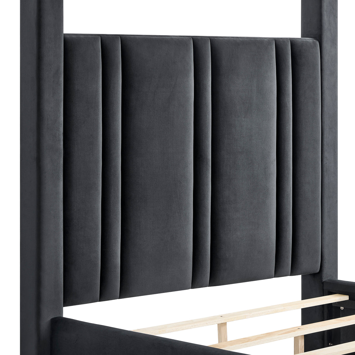 Jayla Black Velvet King Canopy Bed from Crown Mark - Luna Furniture