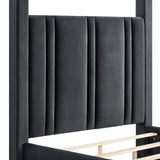 Jayla Black Velvet King Canopy Bed from Crown Mark - Luna Furniture