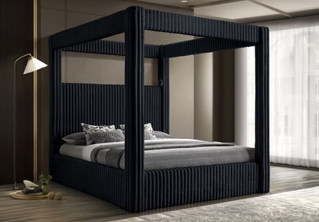 Carla Black Queen Upholstered Canopy Bed from Crown Mark - Luna Furniture