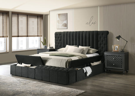 Danbury Charcoal Boucle King Upholstered Storage Panel Bed