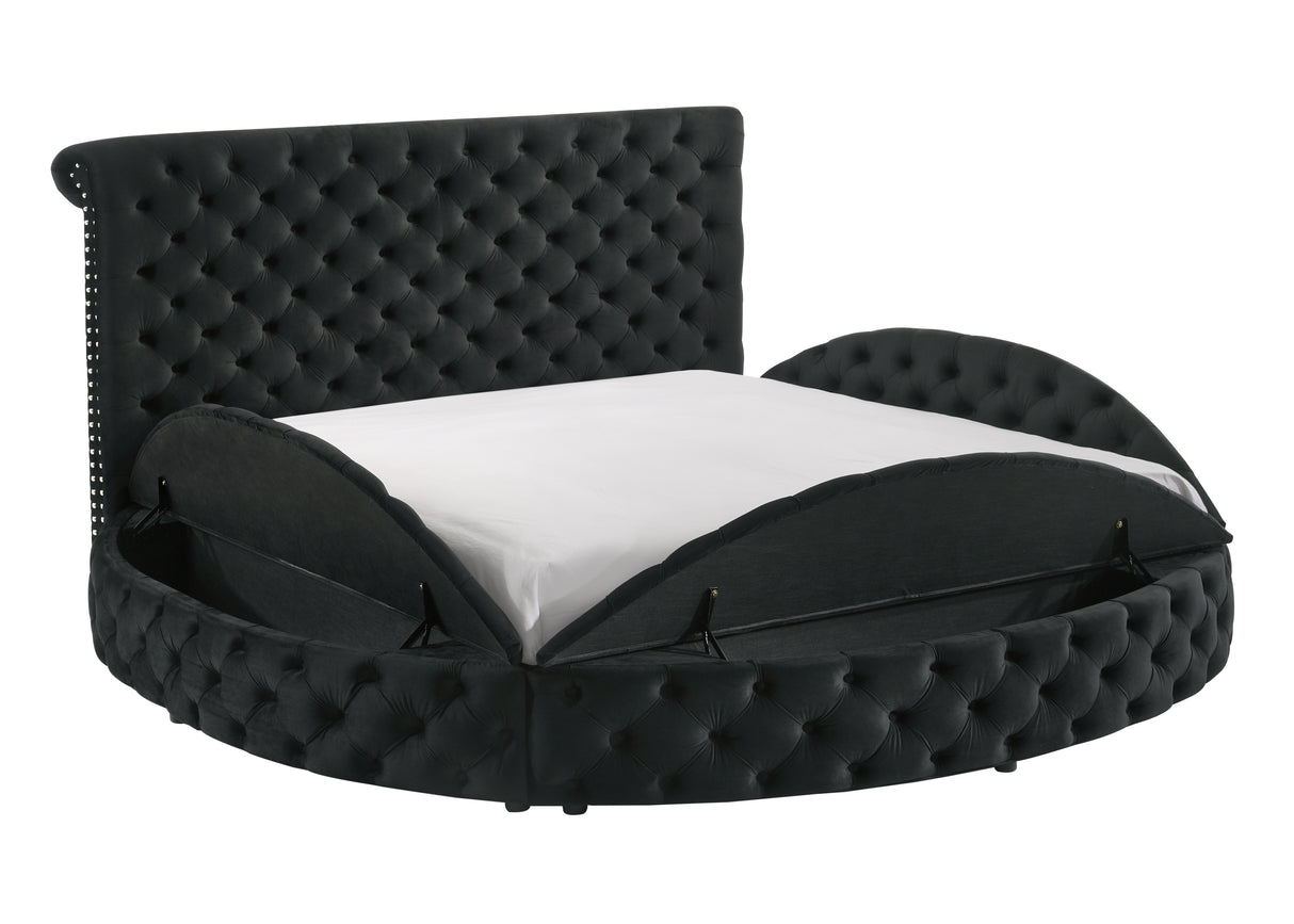 Brigitte Black King Upholstered Storage Panel Bed