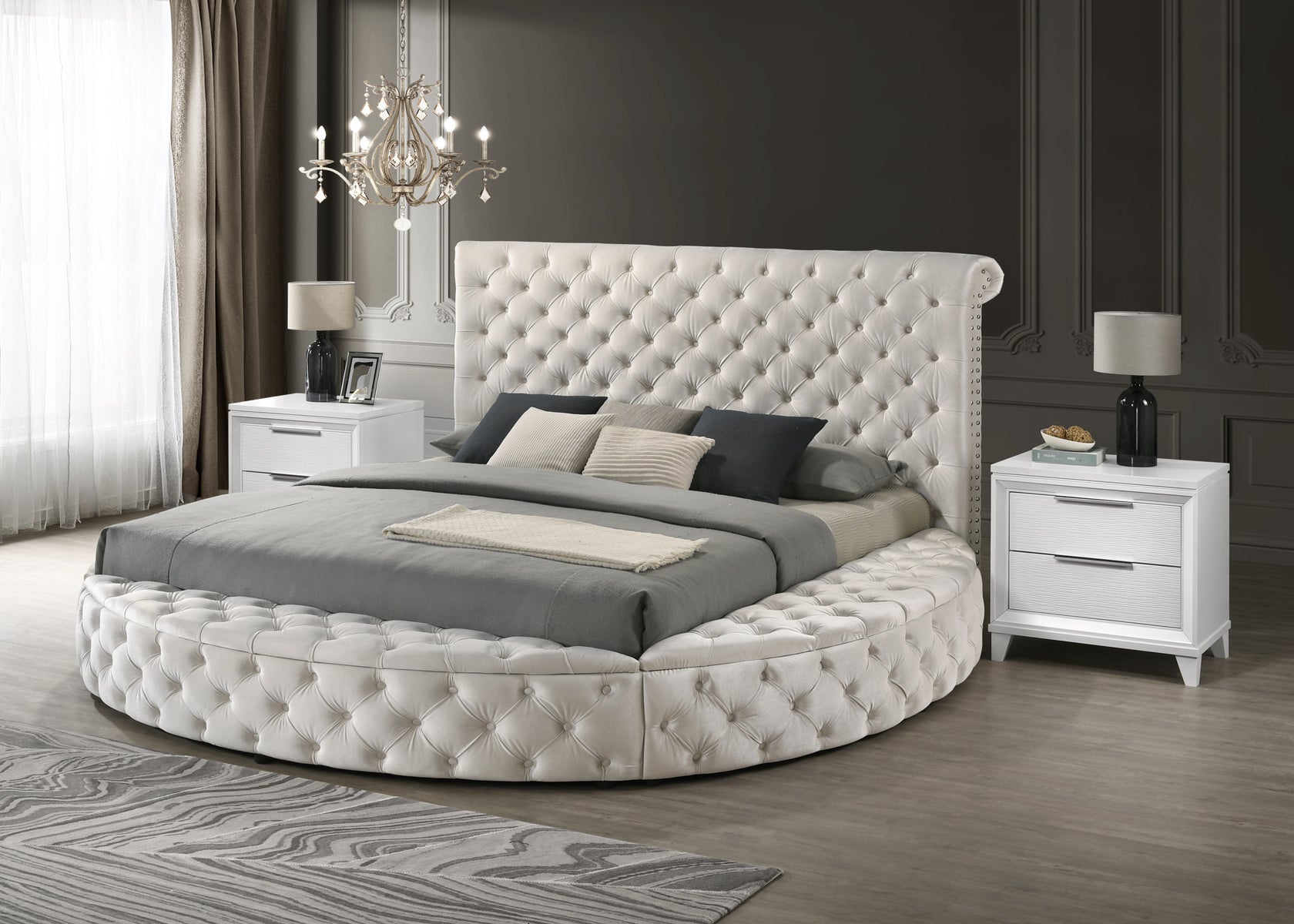 Brigitte Ivory Queen Upholstered Storage Panel Bed from Crown Mark - Luna Furniture
