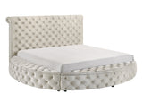 Brigitte Ivory King Upholstered Storage Panel Bed