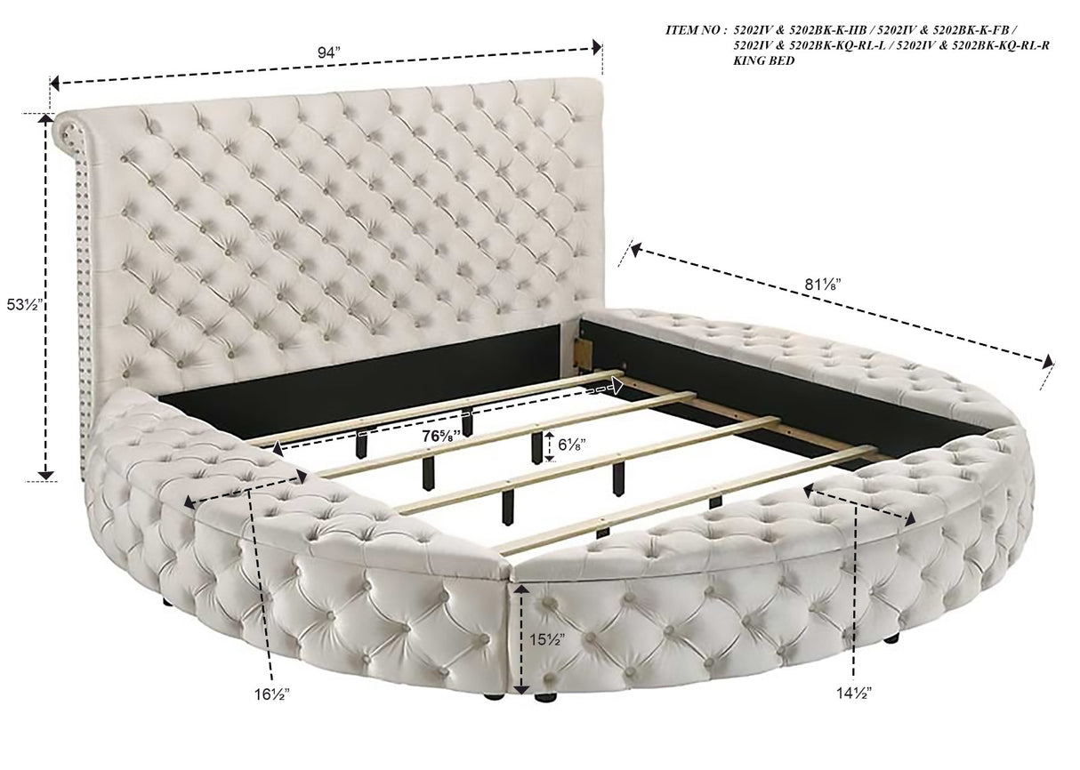 Brigitte Ivory King Upholstered Storage Panel Bed