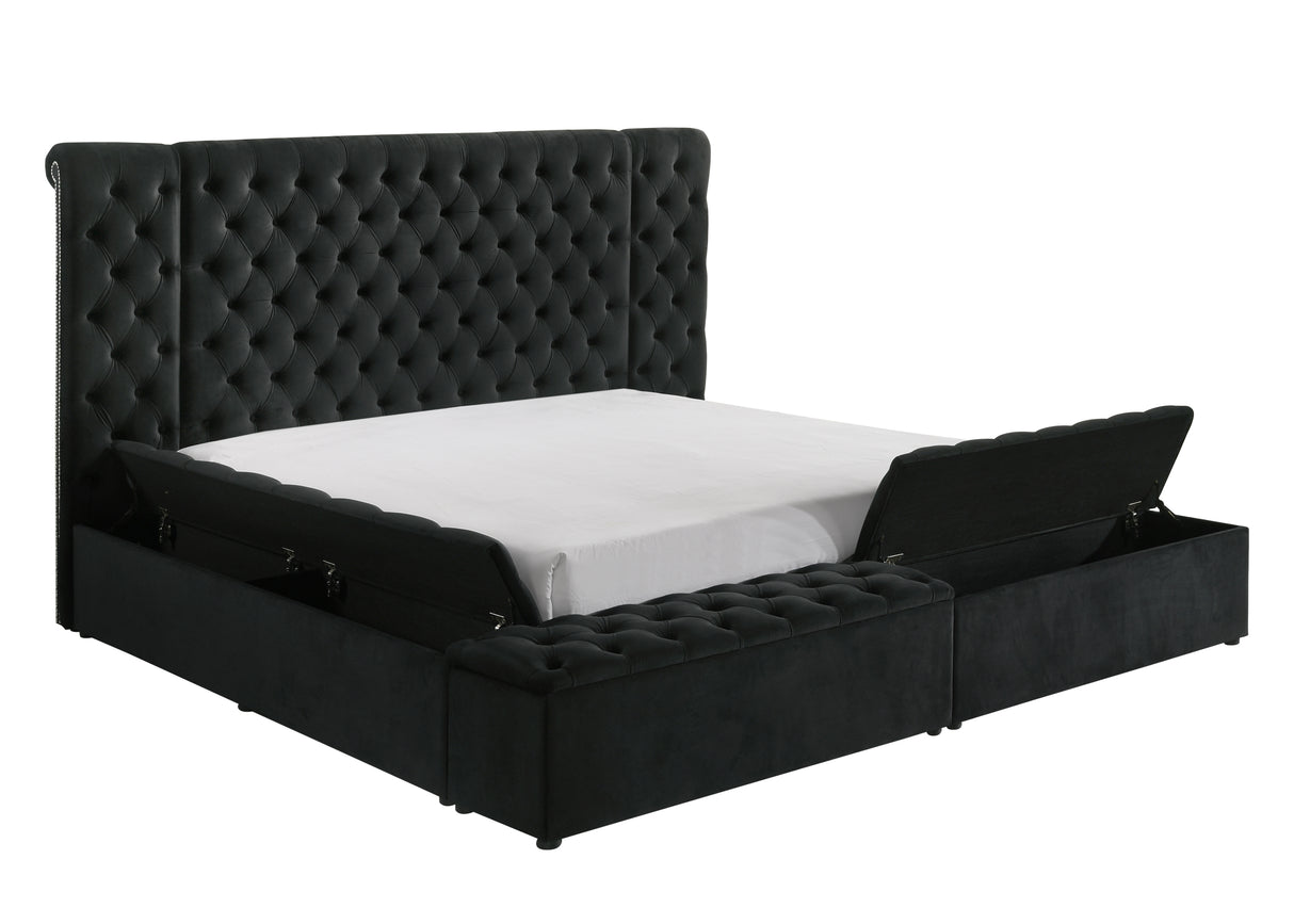 Liliana King Black Panel Bed from Crown Mark - Luna Furniture