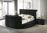 Voltare Black Queen Upholstered Fireplace Bed with TV Lift from Crown Mark - Luna Furniture