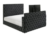 Josephine Black King Upholstered Panel Bed with TV Lift from Crown Mark - Luna Furniture