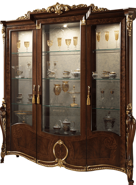 Donatello Brown 3-Door China w/Glass Back Panel from ESF Furniture - Luna Furniture