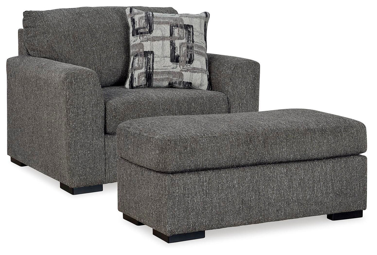 Gardiner Pewter Oversized Chair and Ottoman from Ashley Furniture - Luna Furniture