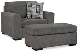 Gardiner Pewter Oversized Chair and Ottoman from Ashley Furniture - Luna Furniture