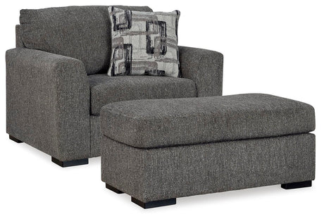 Gardiner Pewter Oversized Chair and Ottoman from Ashley Furniture - Luna Furniture