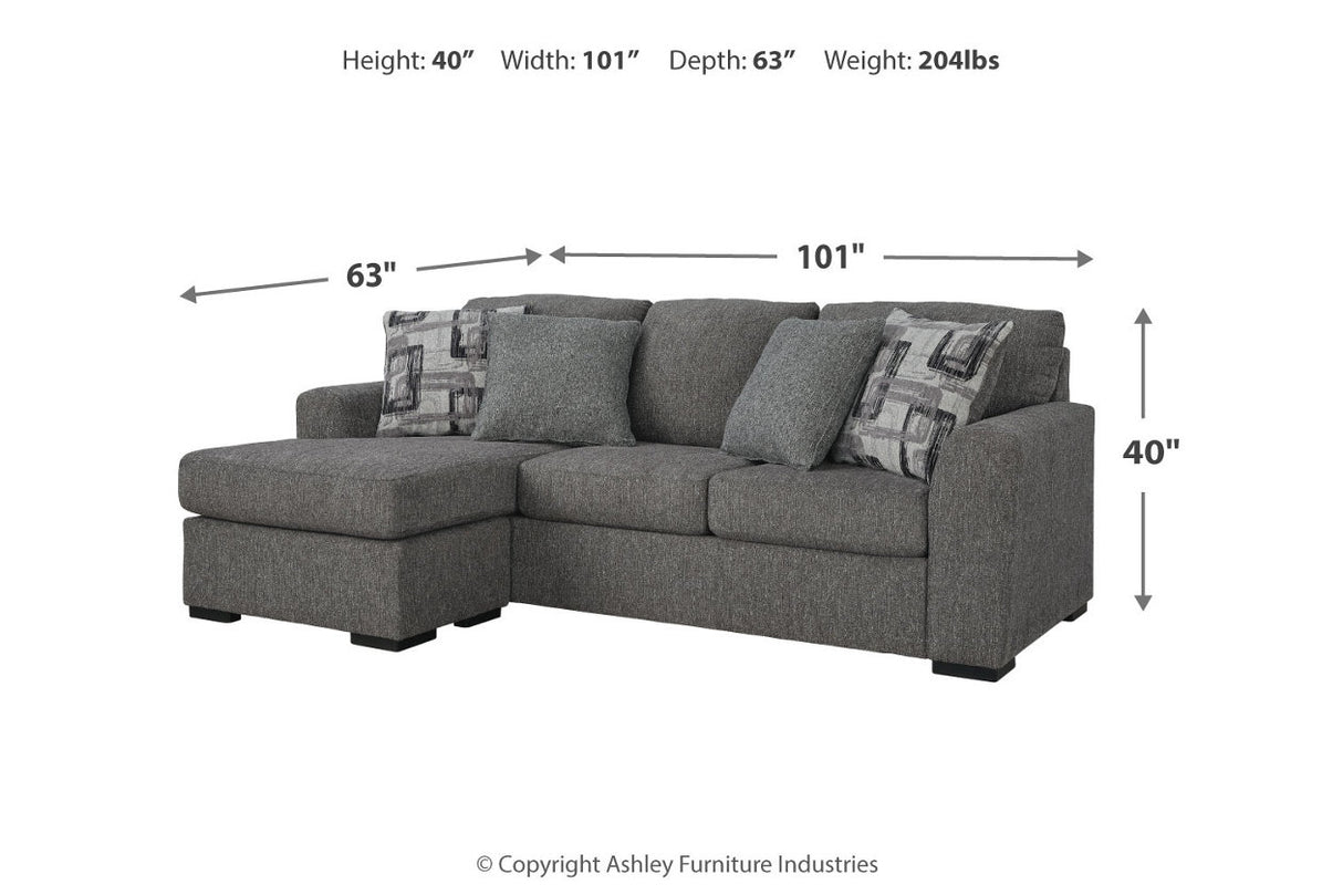 Gardiner Pewter Sofa Chaise and Ottoman from Ashley - Luna Furniture