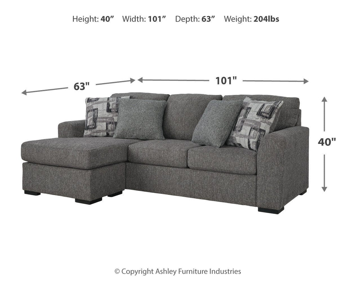 Gardiner Pewter Sofa Chaise and Ottoman from Ashley Furniture - Luna Furniture
