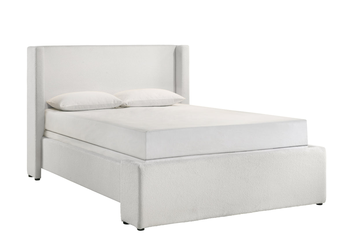 Portia White Boucle King Upholstered Platform Bed