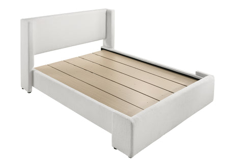 Portia White Boucle Queen Upholstered Platform Bed