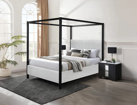 Cora Light Gray King Canopy Bed from Crown Mark - Luna Furniture