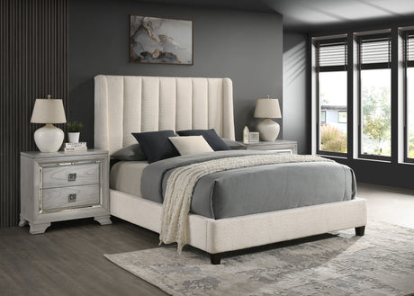 Agnes White Boucle King Upholstered Bed
