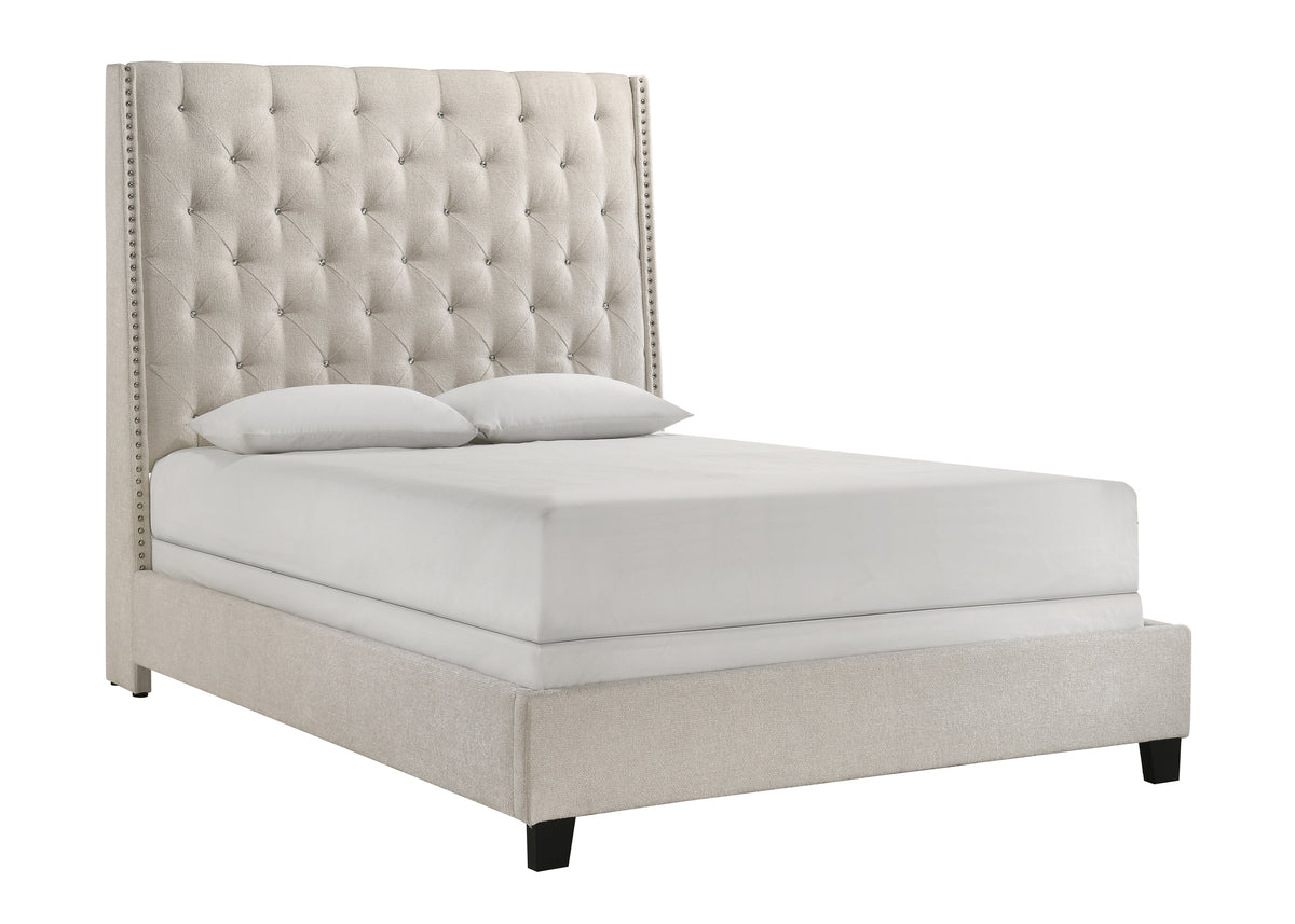 Chantilly Oat King Tweed Upholstered Bed from Crown Mark - Luna Furniture