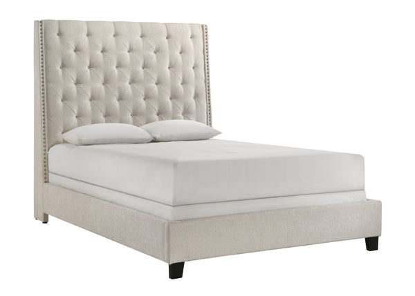 Chantilly Oat Queen Tweed Upholstered Bed
