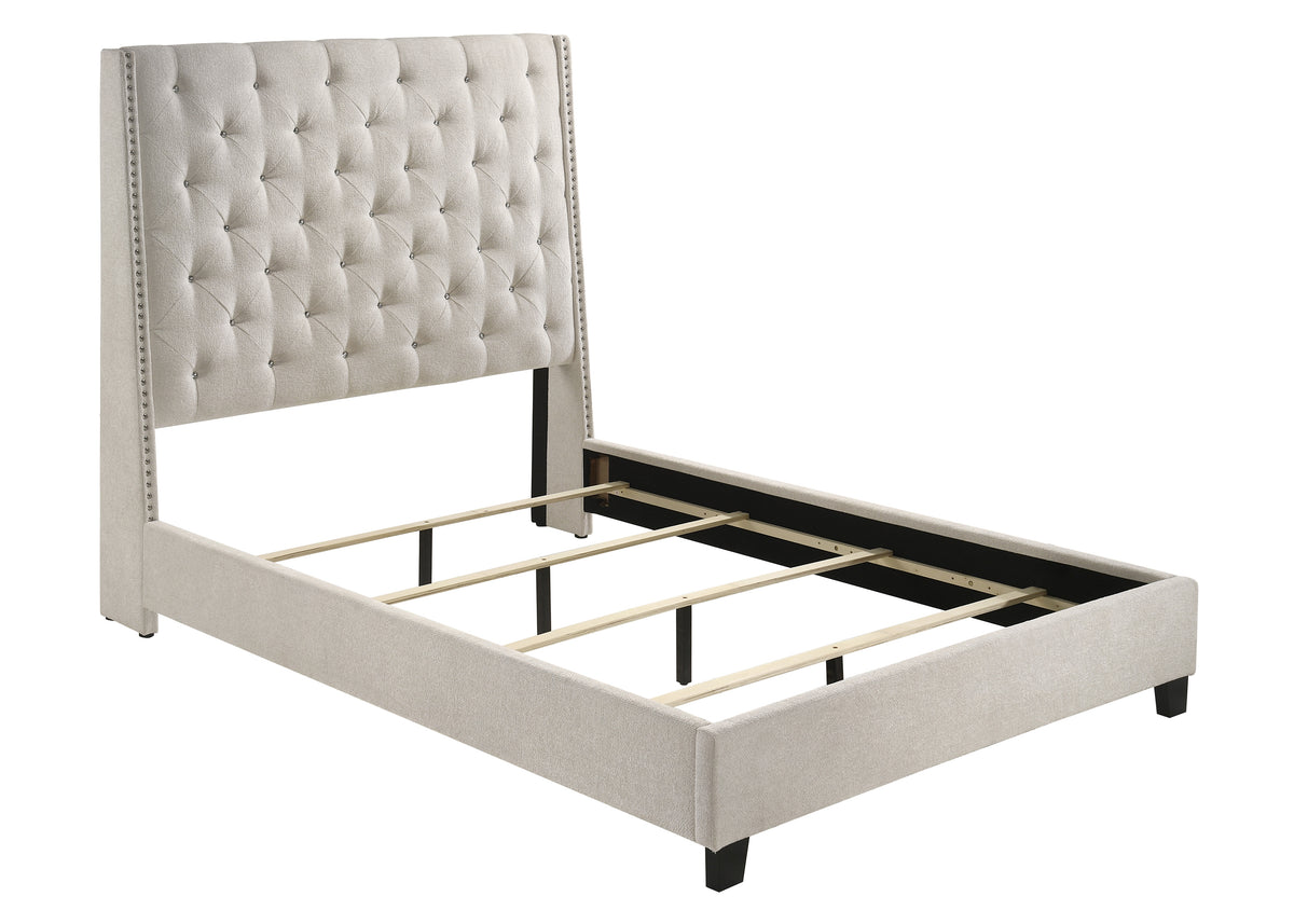 Chantilly Oat King Tweed Upholstered Bed from Crown Mark - Luna Furniture